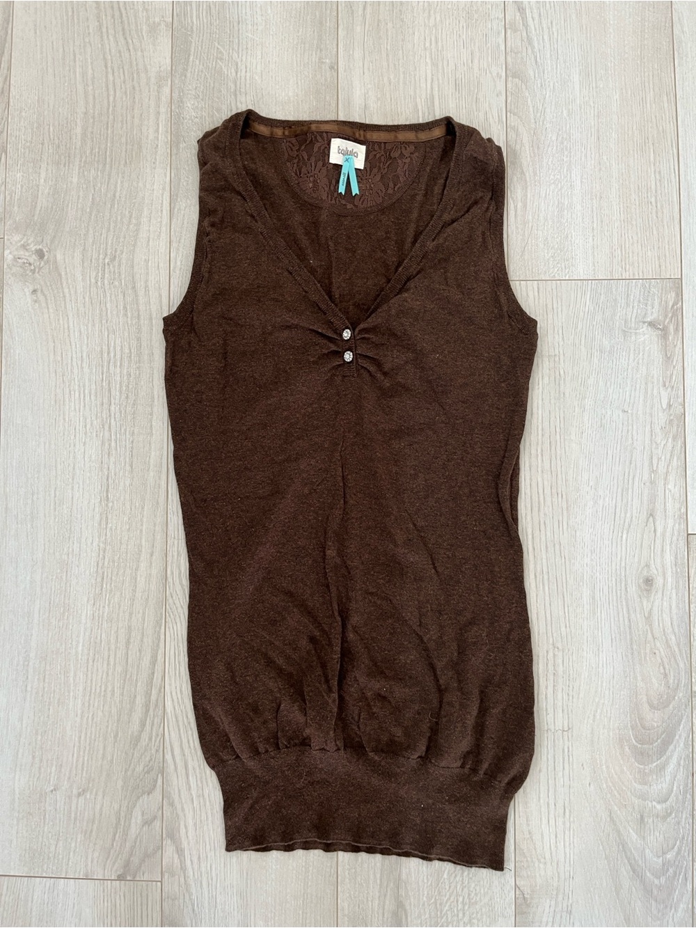 Talula Brown Sleeveless V-Neck Knit Tank